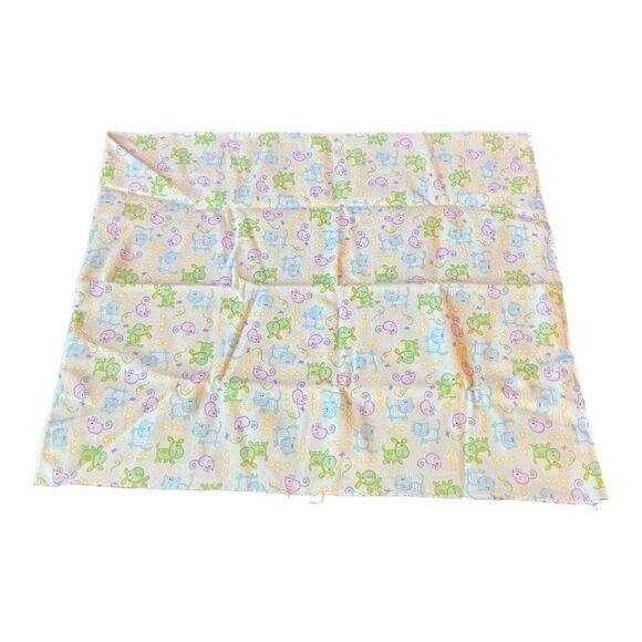 Vintage Cartoon Dog Cat Mouse Green Blue Purple Fun Print Fabric Material 1/2yd - Picture 2 of 4